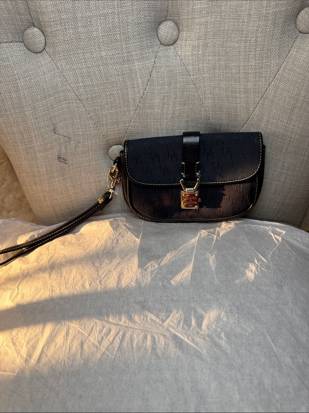 Dooney and Bourk Black Leather Wristlet